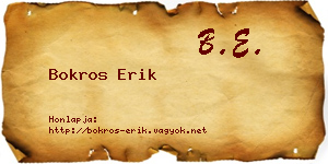 Bokros Erik névjegykártya